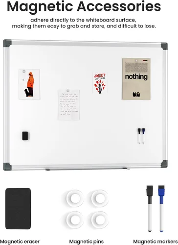 Miniatura 3 de Pizarra blanca magnética para colgar de 18 x 12 pulgadas para pared, pequeña pizarra de borrado en seco para niños, cocina, oficina, incluye 1