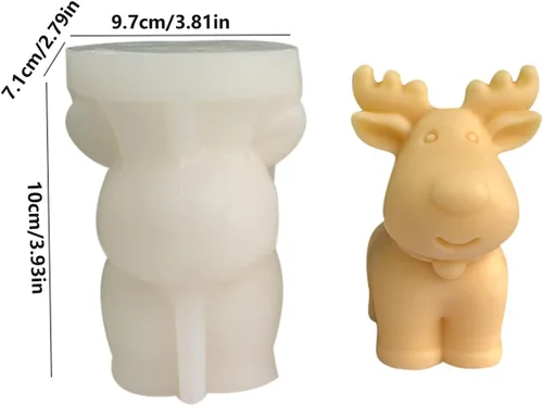 Miniatura 6 de Moldes de vela de Navidad 3D, moldes de jabón de silicona de ciervo para hacer velas, moldes de velas de ciervo Sika, decoración de pastel