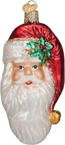 Miniatura 11 de Old World Christmas Santa con Guirnalda de Vidrio Soplado Adorno para Árbol de Navidad, Decoración Navideña Hecha a Mano, Colección Santa