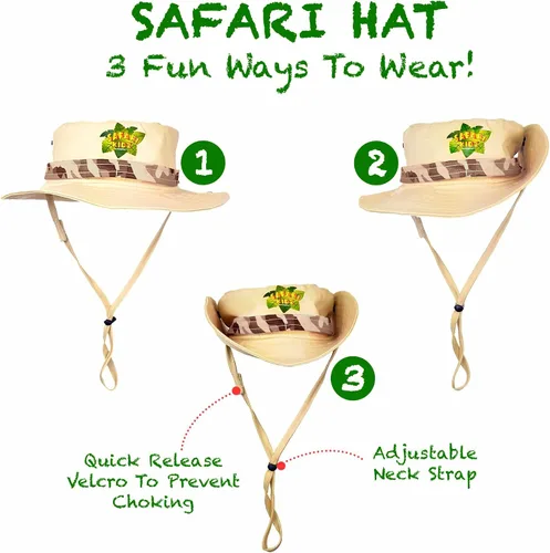 Miniatura 5 de Safari Kidz - Kit de explorador al aire libre, juego de chaleco y sombrero de camuflaje bronceado, aventuras de la naturaleza en el patio trasero
