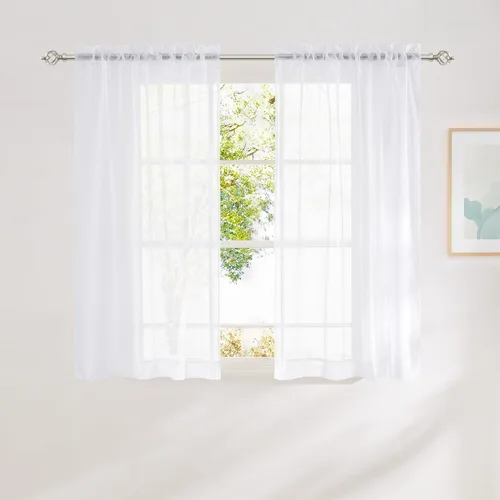 Miniatura 11 de NICETOWN Cortinas traslúcidas blancas de 63 pulgadas de largo para dormitorio, cortinas de gasa translúcida con bolsillo para barra, paneles