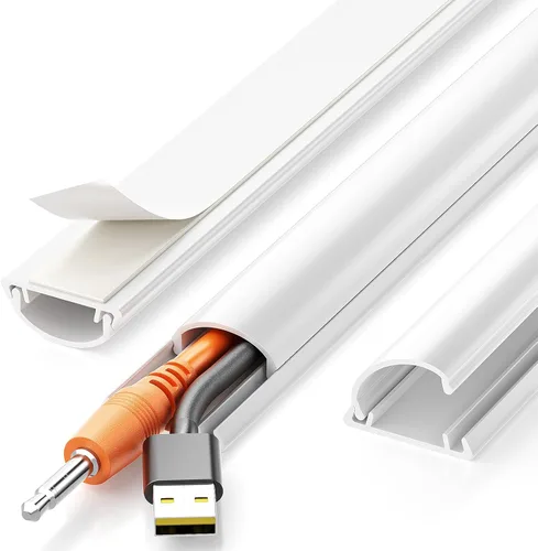 Kit de ocultación de cables Delamu para pared con adhesivo, cubierta de alambre de múltiples funciones, 42.5 pulgadas para ocultar cables en Blanco