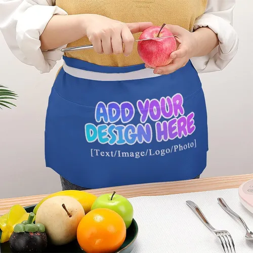 Miniatura 237 de AXKEUDO Delantal personalizado con bolsillos, delantales de cintura para camarera para cocinar en casa, restaurante, servir trabajo