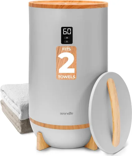 Miniatura 12 de SereneLife Calentador de toallas y mantas: calentador de toallas portátil de un solo toque para baño, soporte de disco fragante, anillo LED
