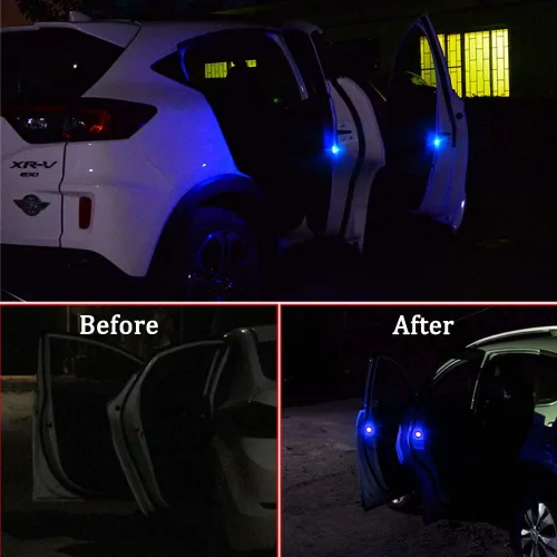 Miniatura 6 de luz de aviso LED universal inalámbrica para puerta de auto, luz LED impermeable contra colisión trasera, 2 unidades, Azul