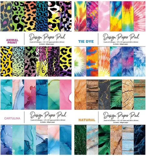 Miniatura 5 de Papel para álbum de recortes de 12 x 12 pulgadas, 24 hojas de papel para álbum de recortes para manualidades, cartulina de impresión de un solo