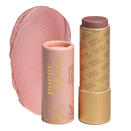 Poppy & Pout Tinte labial natural, tubo de cartón, relleno a mano, cera de abejas, vitamina E, aceite de coco, libre de crueldad, tonos totalmente