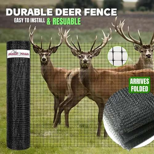 Miniatura 2 de OldMacDonald Barrera de Malla para Cerca de Ciervos y Animales (55gr/m²) 7.5' x 100' (2.3m x 30m) (malla 19x19mm) - Plegada para Envío