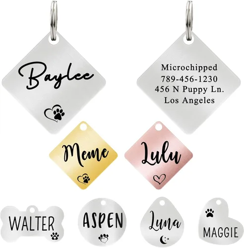 Miniatura 13 de Ultra Joys - Etiqueta personalizada de identificación para mascotas para perros, etiqueta de identificación de hueso de acero inoxidable cepillado