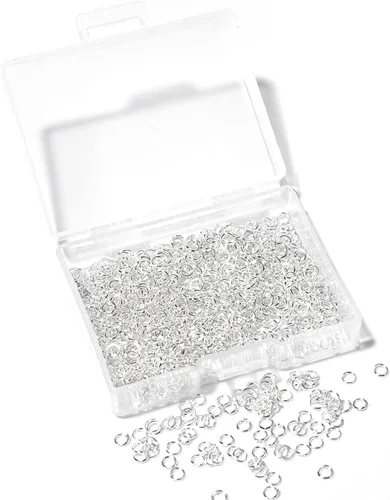 Miniatura 14 de 1600 piezas de anillos abiertos de plata para hacer joyas, juego de anillos de plata bañada en plata para joyería