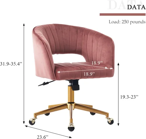 Miniatura 2 de Eifizek Silla de escritorio de oficina de terciopelo, moderna silla de escritorio ajustable para el hogar con ruedas, silla giratoria