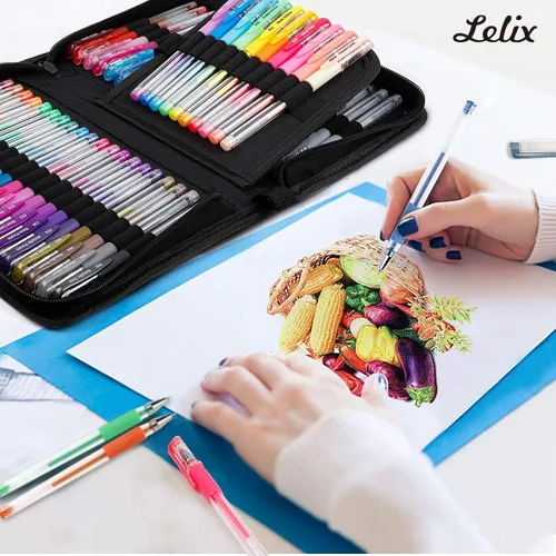 Miniatura 5 de Lelix Bolígrafos de gel, paquete de 120 bolígrafos de gel, 60 colores únicos con 60 recambios para adultos, libros de colorear, dibujo, garabatos