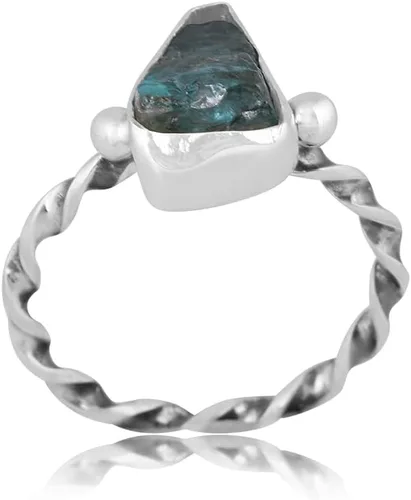 Miniatura 10 de Anillo trenzado de plata esterlina 925 con piedras preciosas crudas para mujer, joyería hecha a mano