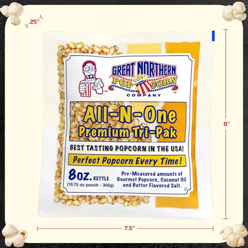 Miniatura 6 de Great Northern Popcorn - Paquete de palomitas de maíz de 8 onzas, paquetes todo en uno estilo cine, sal y aceite (24 cajas)