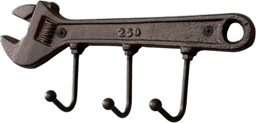 KiaoTime Colgador Porta Llaves Retro Vintage con Ganchos de Hierro Fundido en Forma de Llave Inglesa Decorativo de Pared Montado Estilo Antiguo para