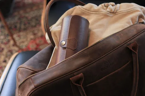 Miniatura 5 de Case Elegance - Caja de viaje de cuero vegano para reloj, Marrón