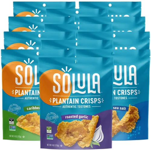 Miniatura 12 de Solula Plátano Crisps Authentic Tostones, lima caribeña, 4 onzas (paquete de 3), papas fritas cocidas, sin gluten, aptas para paleo, sin granos