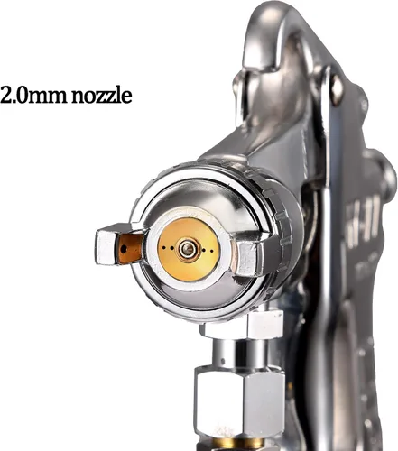 Miniatura 3 de W77 Pistola rociadora de alimentación de sifón con taza de 1000cc, pistola rociadora de boquilla de 0.079 in, mango plateado