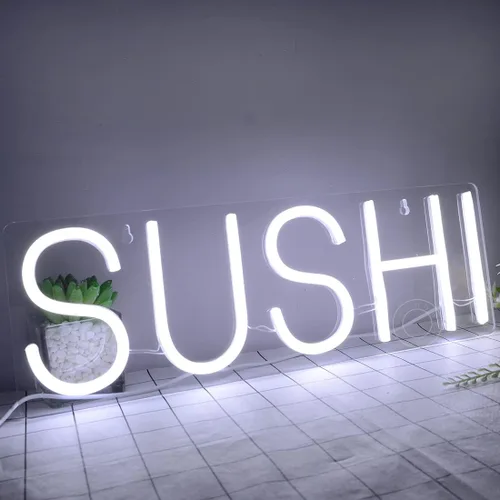 Miniatura 7 de SYLHOME Letrero de luz de neón LED de sushi, letrero de luz de negocios para colgar en la pared, ventanas, decoración de restaurante, pancarta