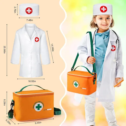 Miniatura 3 de EFO SHM Kit de médico para niños, 34 piezas para niños pequeños de 3 a 5 años con bolsa de almacenamiento médico y estetoscopio real, para niños