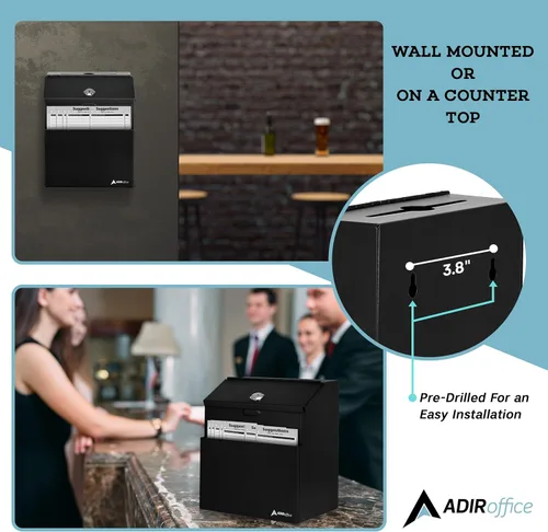 Miniatura 4 de Adir - Buzón de sugerencias de acero con cerradura. Blanco