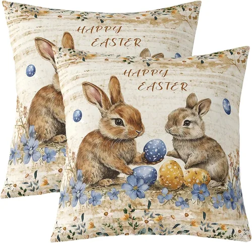 Miniatura 24 de Rustic Musical Double Sides Print Pillow Covers,Guitar Bass Instruments Print Soft Square Cushion Cases 24"x 24",Retro Note Boho Ethnic Plaid Throw