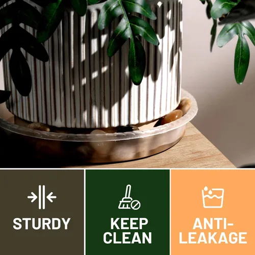 Miniatura 4 de MUDEELA Paquete de 6 platillos para plantas de 8 pulgadas, bandejas de plástico duraderas para interiores, platillo de plástico transparente, hecho