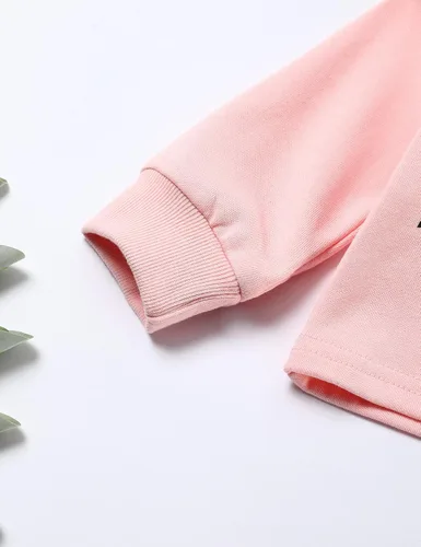 Miniatura 7 de Menglang Conjunto de sudadera corta con capucha y pantalones para niña pequeña para otoño e invierno