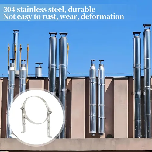 Miniatura 6 de Soporte de sistemas de chimenea de 6 1/2 pulgadas, correa de pared de ventilación ajustable de acero inoxidable 304, soporte de pared ajustable