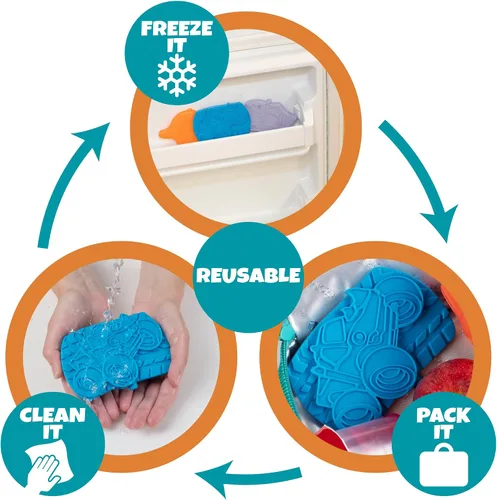 Miniatura 4 de Paquetes de hielo duros para niños (paquete de 3) paquetes de congeladores delgados y ligeros, reutilizables, enfriadores de larga duración Monster
