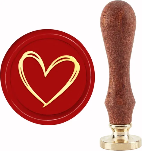 CRASPIRE Sello de cera de corazón para el día de San Valentín, sello de cera de sellado de amor para boda, 1.181 in/1.18 pulgadas, sellado de cabeza
