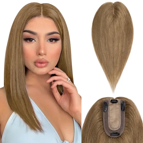 Miniatura 22 de Benehair Peluca de cabello con clip con flequillo, peluca secreta de cabello 100% humano, postizo superior con flecos, peluca de repuesto