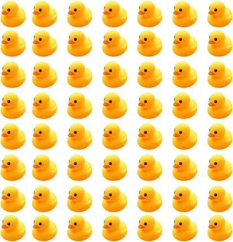 50 juguetes de pato de goma súper pequeños para el baño de niños y niñas, patos de goma chirriantes y flotadores a granel, decoraciones de pato para