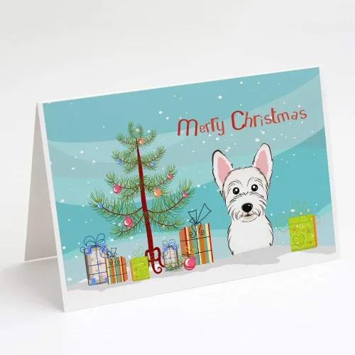 Miniatura 7 de Caroline's Treasures BB1616GCA7P - Tarjetas de felicitación y sobres de árbol de Navidad y sabueso afgano, paquete de 8 tarjetas en blanco