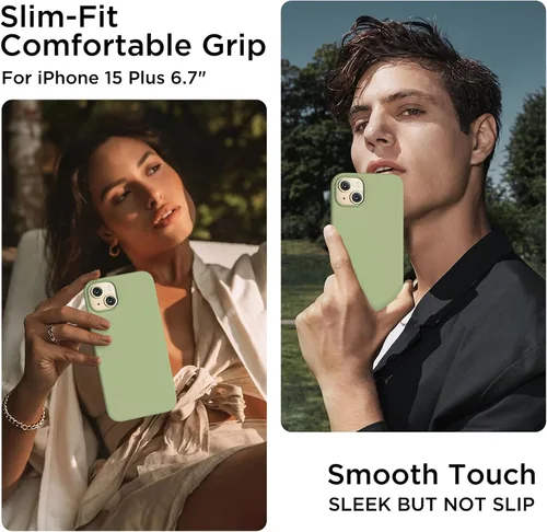 Miniatura 2 de Funda de silicona para iPhone 15 Plus, cubierta protectora de cuerpo completo, forro de microfibra suave antiarañazos, funda delgada ultrafina
