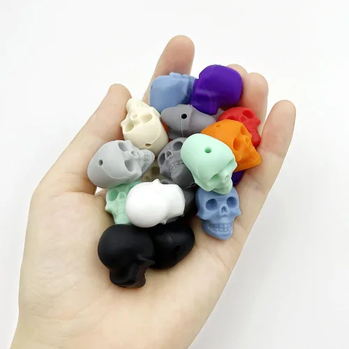 Miniatura 7 de metulip 20 cuentas de calavera de silicona para Halloween, cuentas espaciadoras de calavera para manualidades, manualidades, pulseras, collares