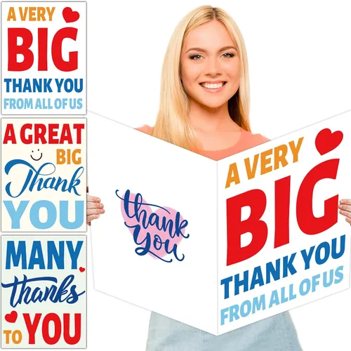 Miniatura 8 de Una Tarjeta de Felicitación Gigante de Agradecimiento Muy Grande con Sobre Tarjeta de Gratitud Gigante Gracias para Cumpleaños, Fiesta, Baby Shower