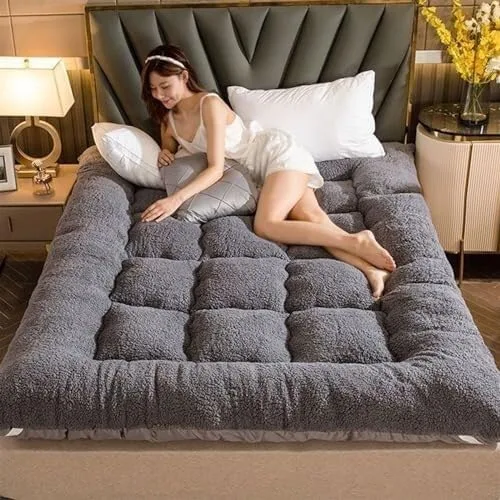 Miniatura 11 de Colchón de futón japonés de felpa gruesa, diseño plegable y enrollable de 4 pulgadas, sofá cama convertible portátil y almohadilla para dormir