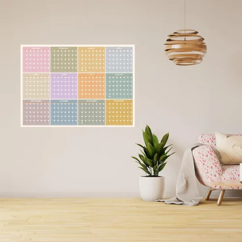 Miniatura 5 de Calendario anual de pared 2026, colorido calendario de pared grande de un vistazo, calendario de 12 meses para pared, una página, horizontal, 32 x