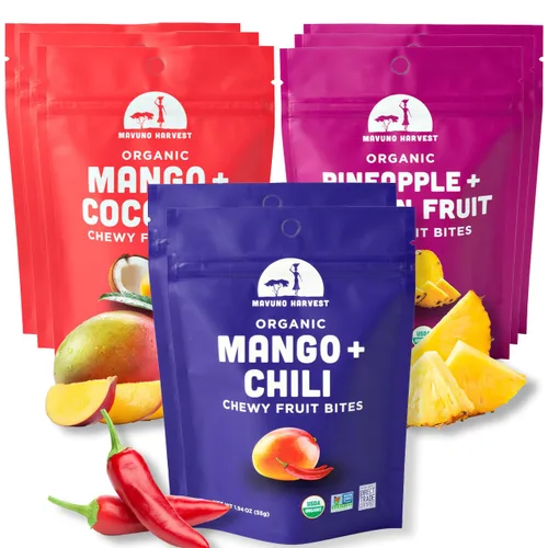 Miniatura 8 de Mavuno Harvest Bocadillos de frutas orgánicas – Bocados de fruta masticables – Alimentos saludables para niños y adultos – de origen ético, sin OMG