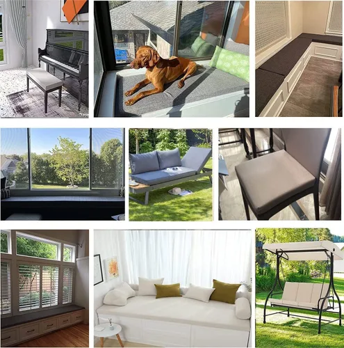 Miniatura 8 de Cojines de banco personalizados, almohadillas de banco antideslizantes, cojín de asiento de muebles de espuma gruesa, cojín de ventana de bahía