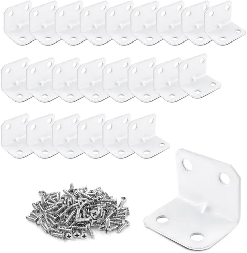 Miniatura 9 de Uenhoy 4 soportes de esquina blancos, soportes pequeños en forma de L de 1 x 1 x 1.3 pulgadas (0.984 x 0.984 x 1.260 in), 90 grados en ángulo recto