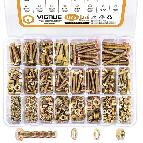 Miniatura 9 de VIGURE - Kit surtido de 228 tornillos métricos M6 M8, M6 x 12/16/20/25/1.181 in de acero inoxidable con brida y tornillos y tuercas métricas
