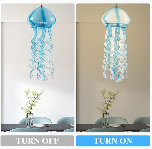 Miniatura 3 de Candelabros de cristal de medusa de 10 x 24 pulgadas, iluminación colgante LED para océano, sirena, bajo el agua, junto a la piscina, playa
