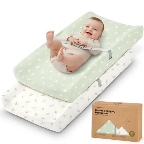 Paquete de 2 fundas orgánicas para cambiador para niña, niño, neutro - 100% algodón, funda para almohadilla de mesa cambiadora, sábanas suaves para