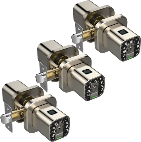 Miniatura 15 de Richelock Pomo de puerta de huellas dactilares, cerradura biométrica inteligente con teclado, perilla de puerta de código de entrada sin llave