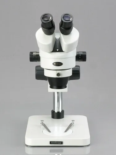 Miniatura 2 de AmScope SM-1BS-64S Microscopio de zoom estéreo binocular profesional, ocular WH10x, aumento 7X-45X, objetivo de zoom 0.7X-4.5X, anillo de luz LED