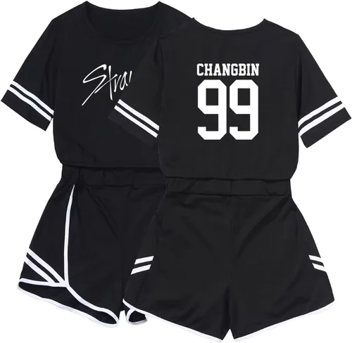 Miniatura 8 de DHSPKN Skz Merch - Conjunto de camiseta con soporte para camiseta y pantalones calientes, camiseta unisex Jisung Felix Minho Changbin