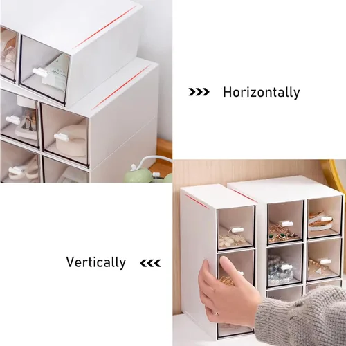 Miniatura 5 de Organizador de cajones de escritorio, cajones de almacenamiento apilables, caja de almacenamiento de escritorio compacta de plástico, ideal