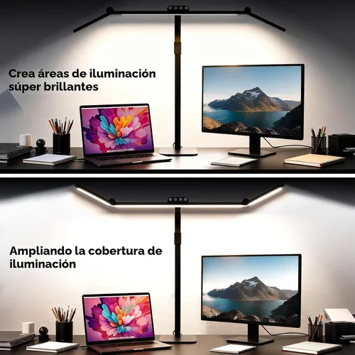 Miniatura 2 de Lámpara LED de escritorio para oficina en casa con base, brazo oscilante de cuello de cisne ajustable de 28.2 pulgadas, luz de escritorio ultra Negro